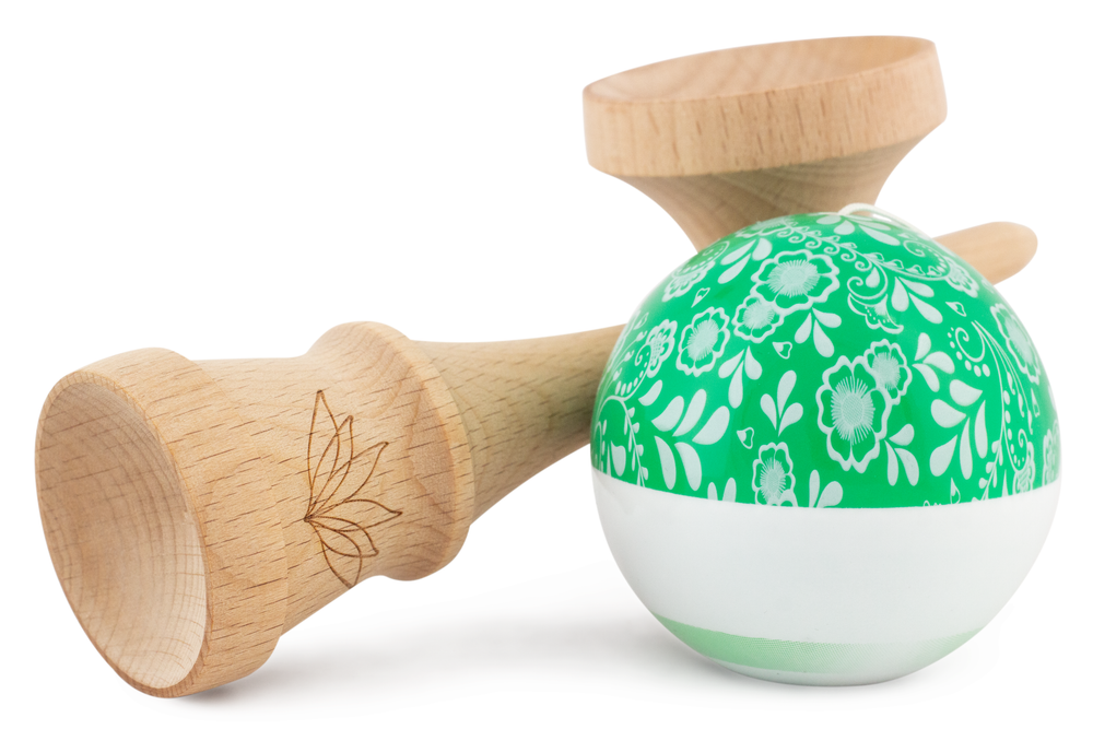
                  
                    Load image into Gallery viewer, Green Bloom Kendama with Tricklist
                  
                