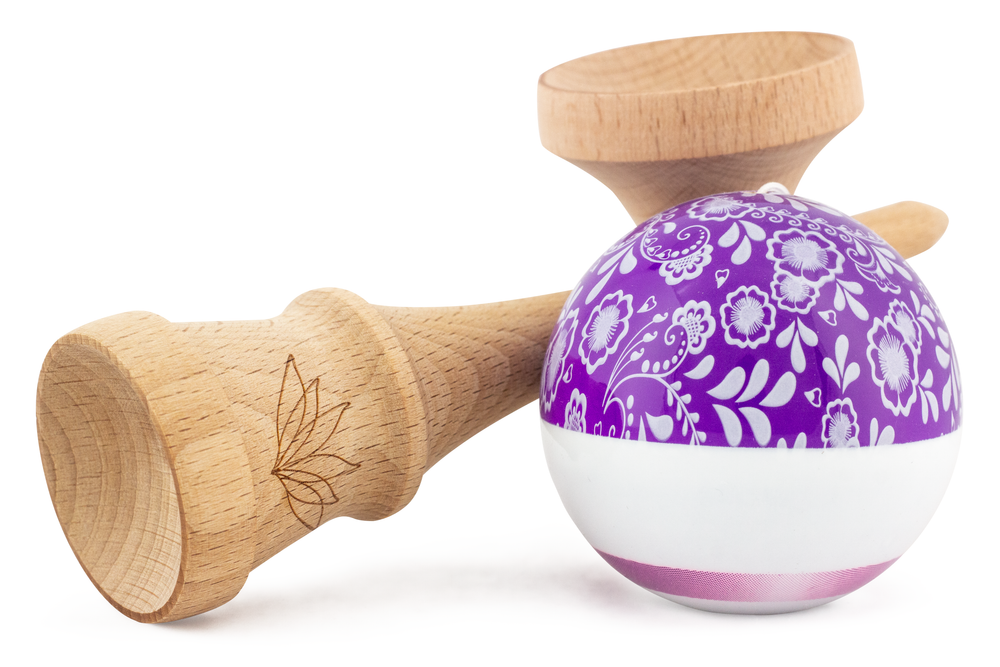 
                  
                    Load image into Gallery viewer, Purple Bloom Kendama with Tricklist
                  
                